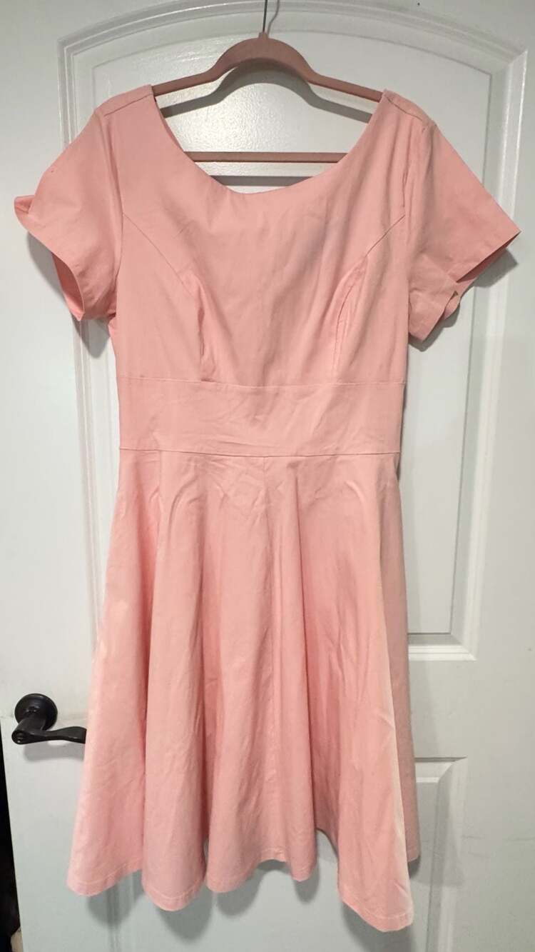 Blush Pink Fit & Flare Midi Dress Coquette Romantic Feminine Women’s 2XL